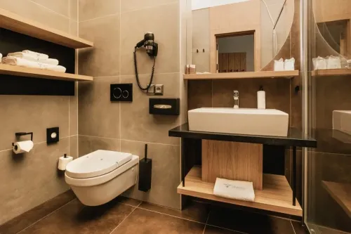 Vybavenie kúpeľne v hotelovej izbe